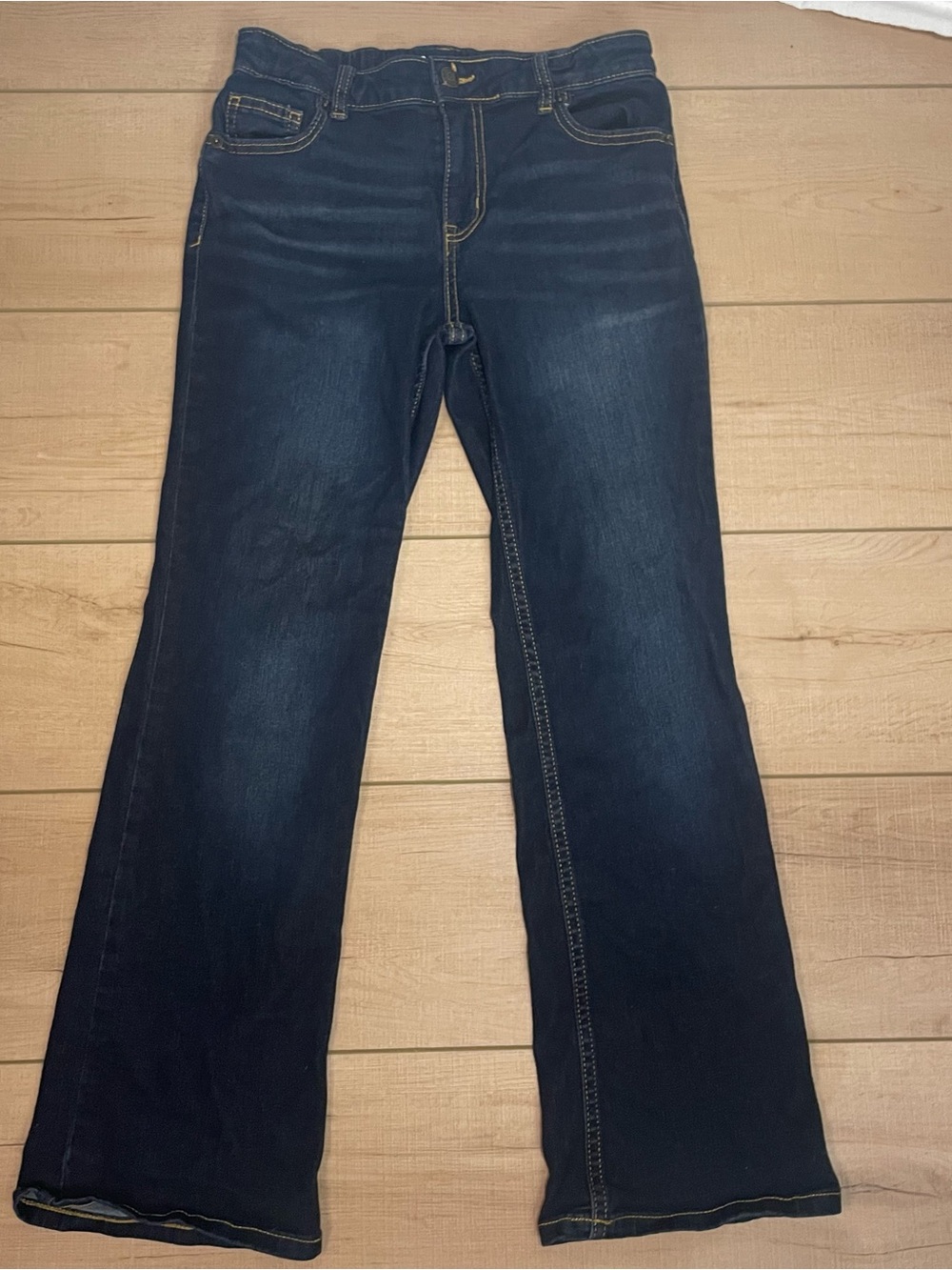 Cat & Jack Girls Size 12 Blue Bootcut Super Stretch Dark Wash Jeans Pockets